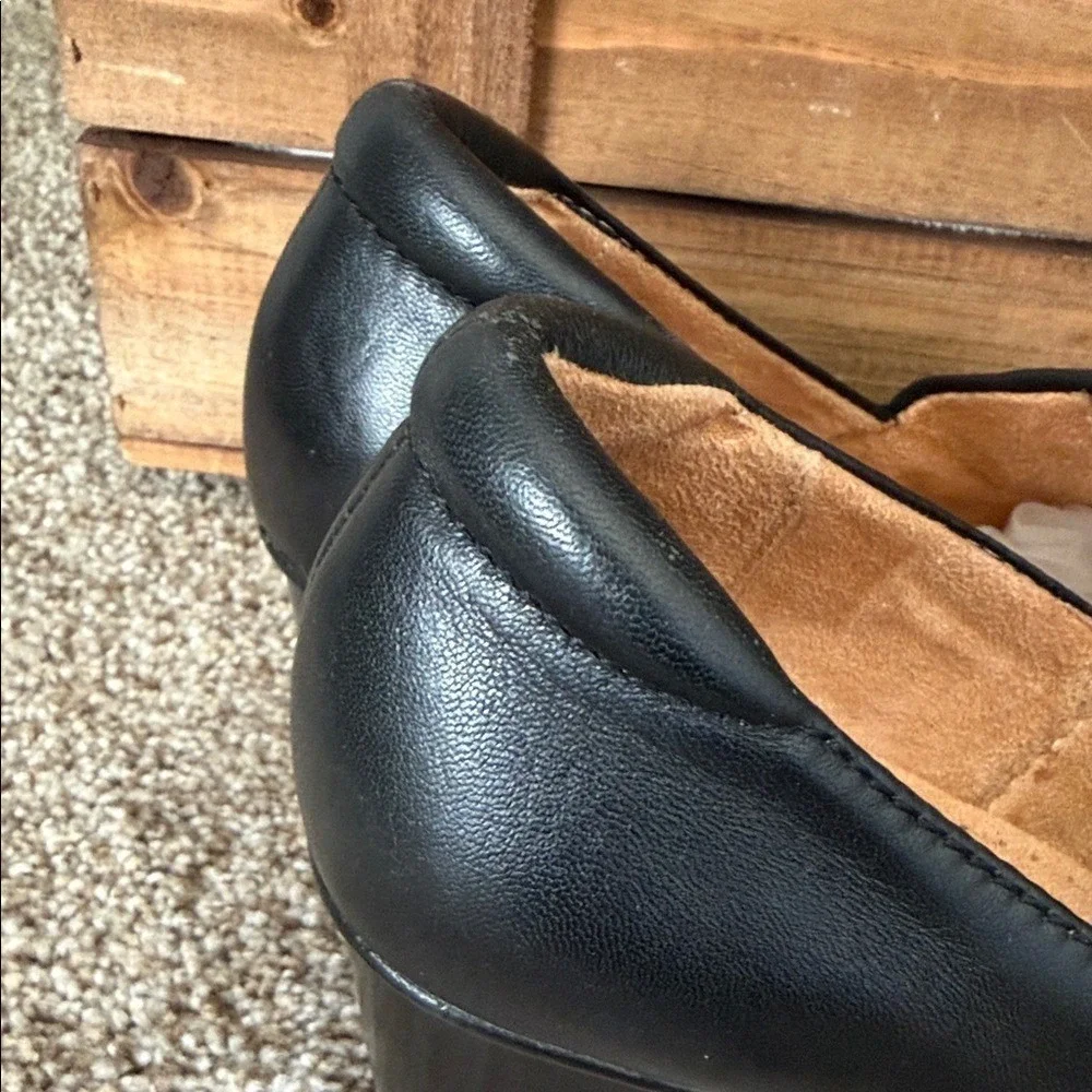 Naturalizer Womens Black Leather Fabric Slip On Block Heel Pumps‎ Shoes Comfort